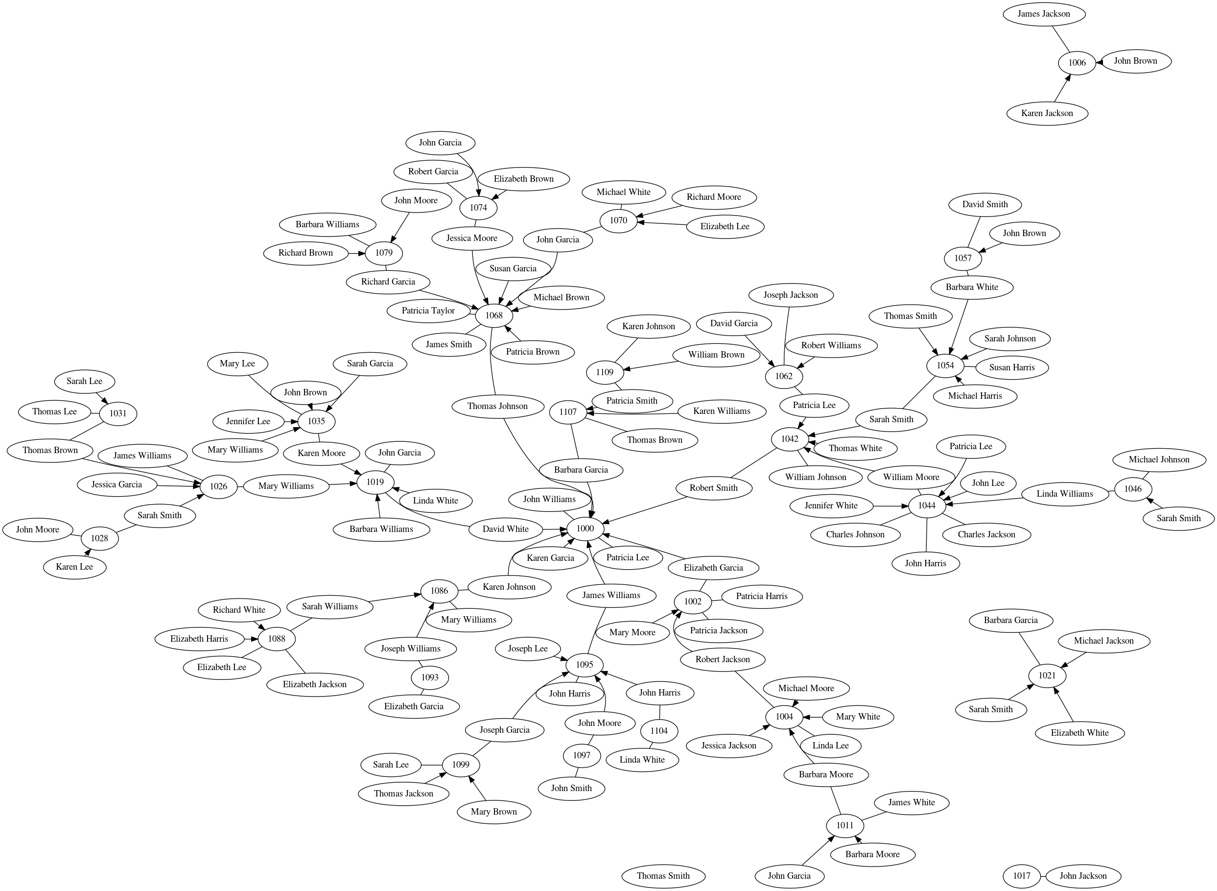 Ugly graph with all family names pointing at each other