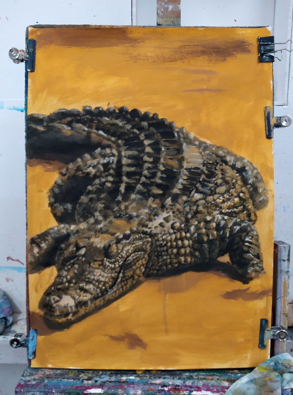 Painting of a crocodile.